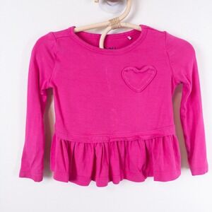 Little Sleepies Play Peplum Top Baby 6-12 Months Pink Heart Bamboo Long Sleeve